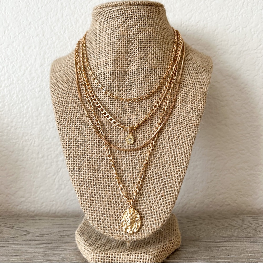 NEW | layered chain necklace with circular pendants